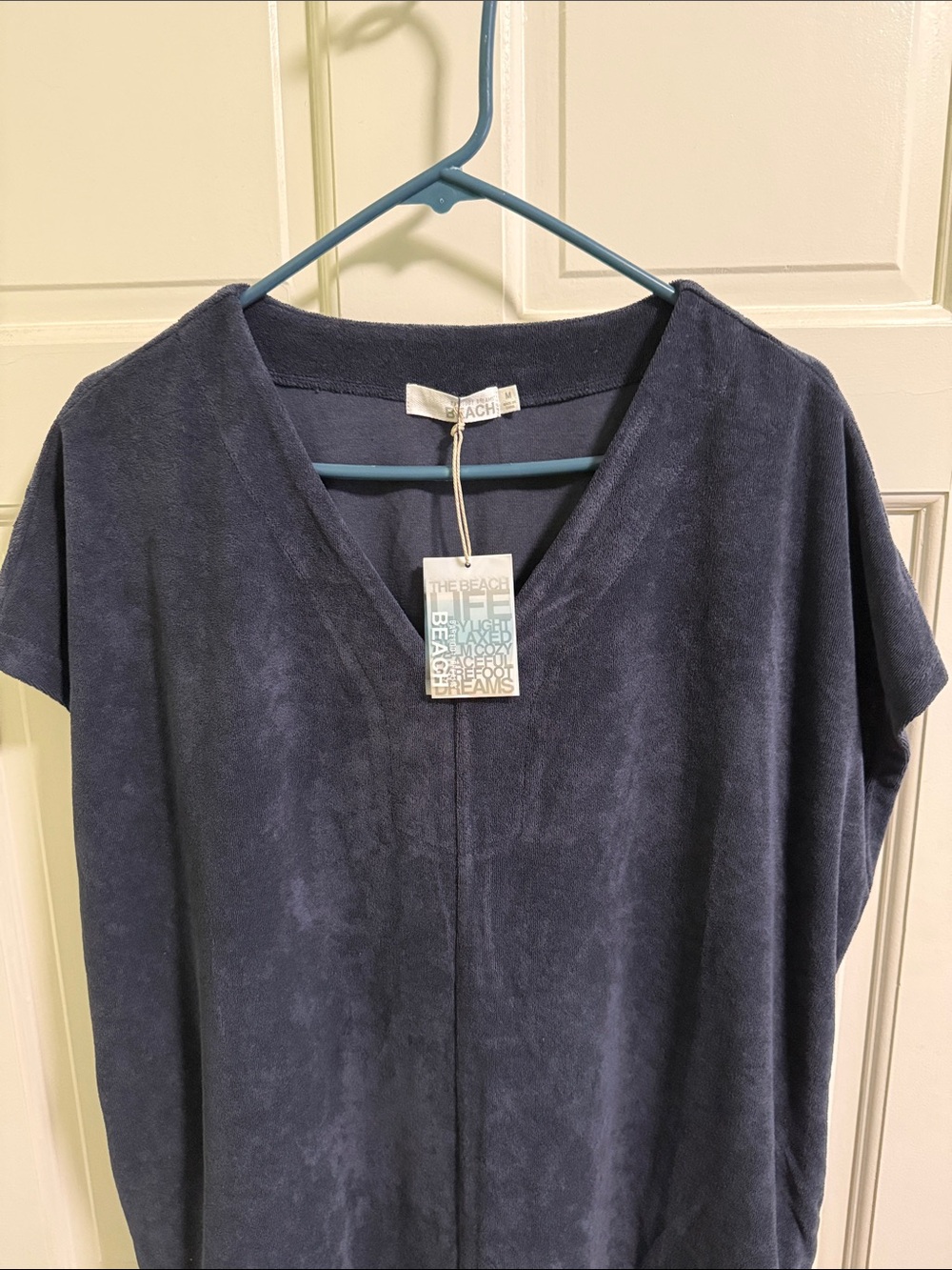 Barefoot Dreams NWT Navy Terry cloth caftan , sz M - Picture 2 of 5